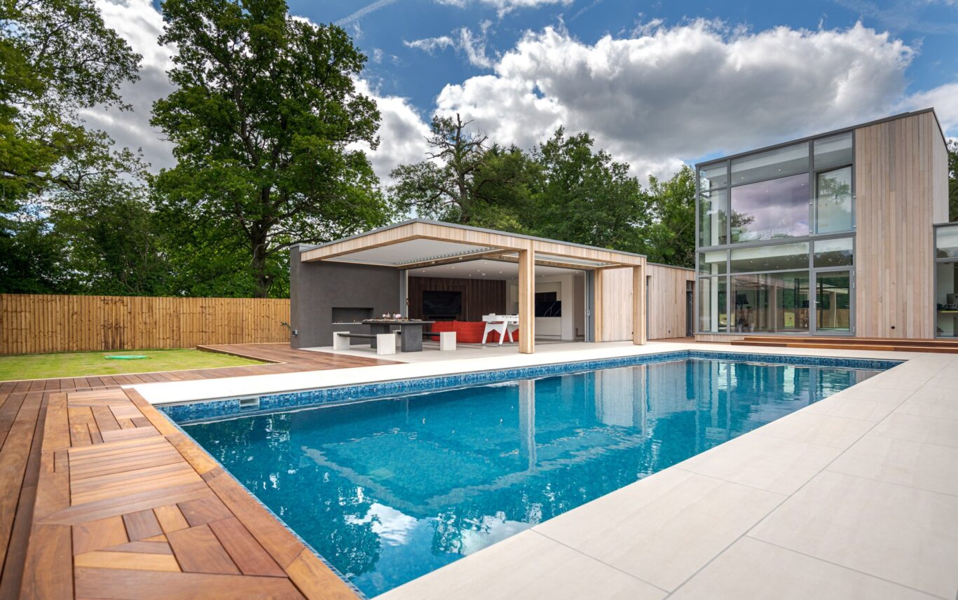 Outdoor swimming pool at Surrey villa England