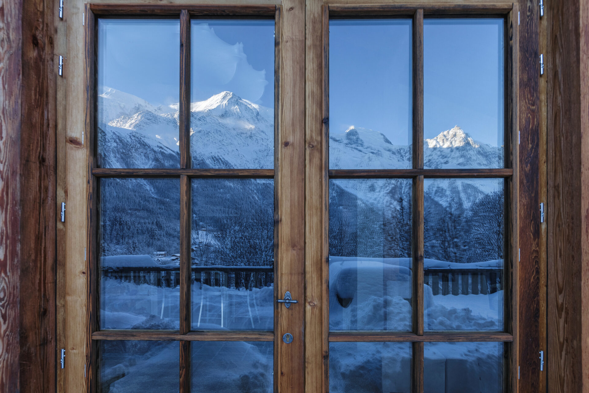 Luxury Chamonix Chalet snow reflection