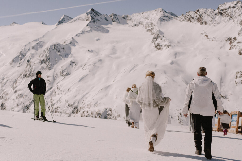 wedding austria snow mountain