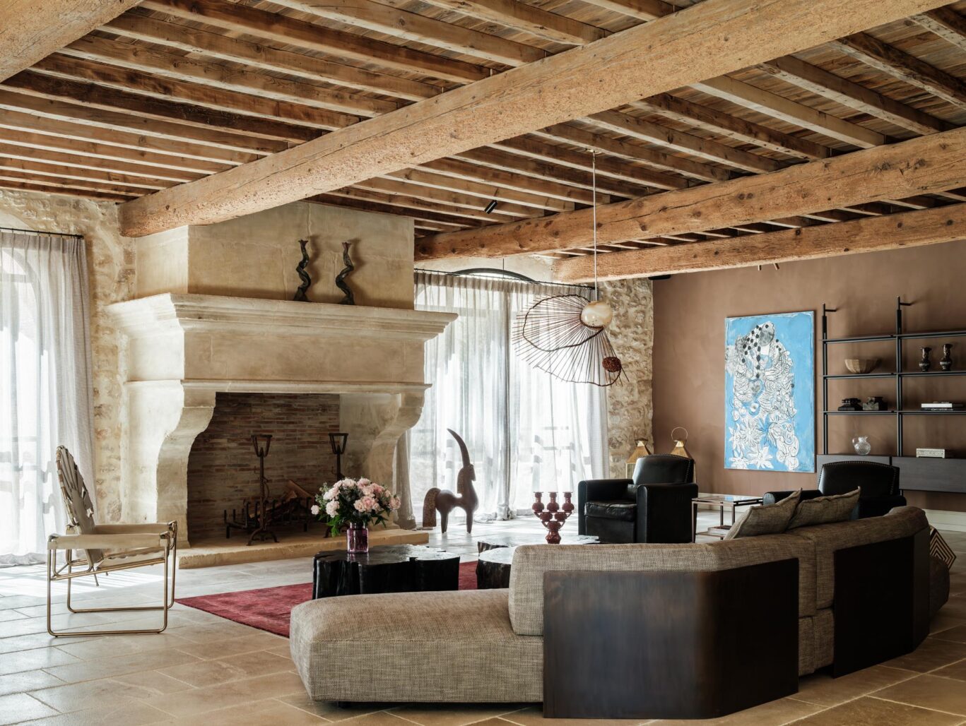 Living room of provencal luxury home to rent