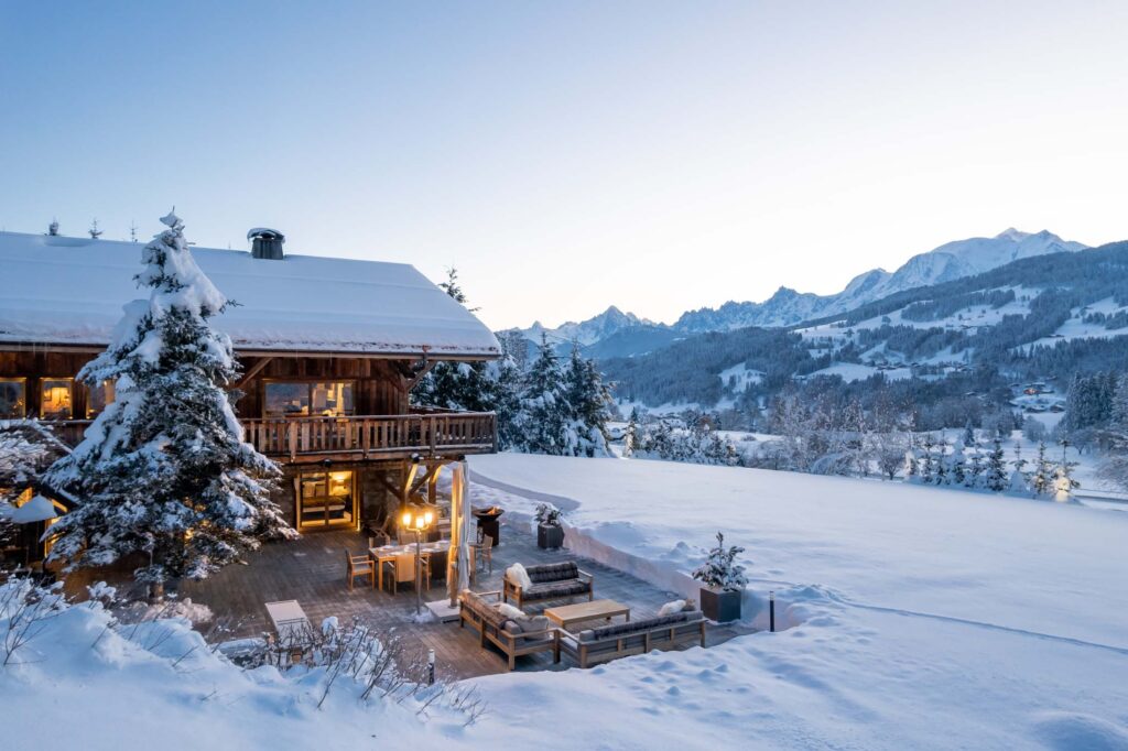 luxury chalet in Megeve covered in snow