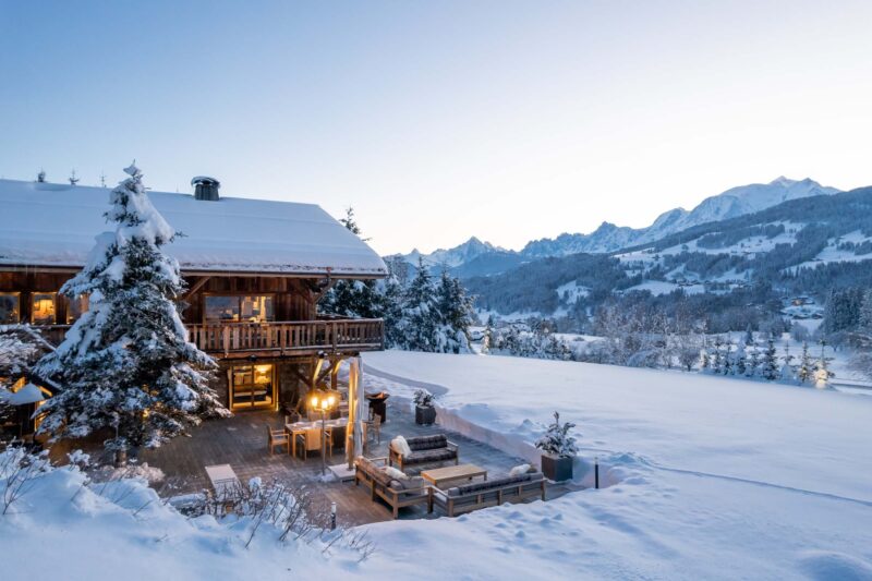 luxury chalet in Megeve covered in snow