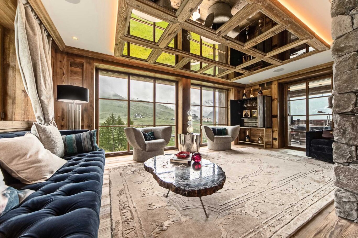 interior of luxury italian ski chalet