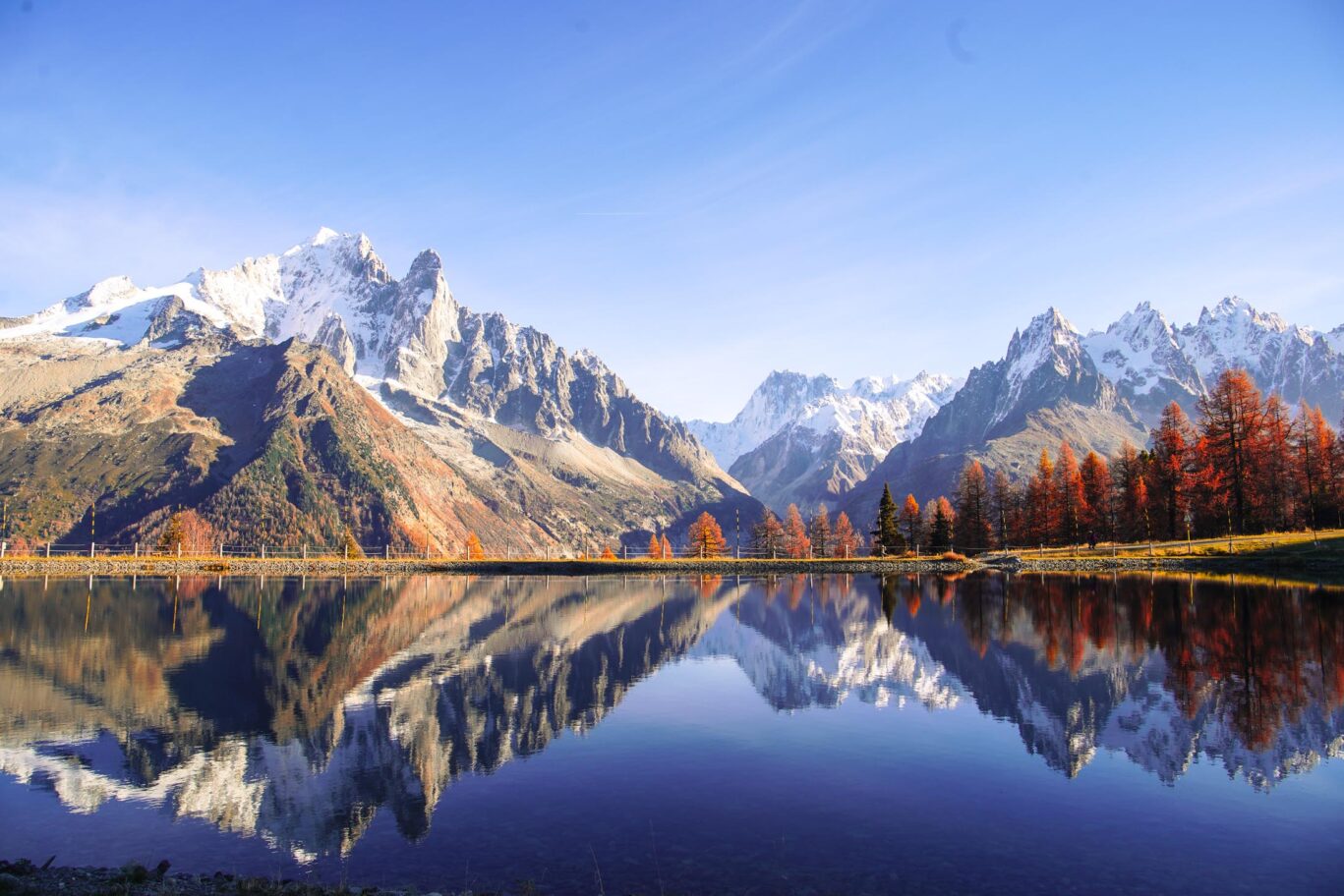 Mountains of Chamonix Mont-Blanc looking towards the Mer de Glace