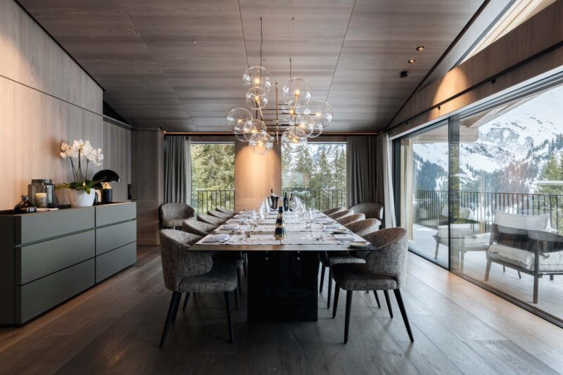 dining room in exclusive private chalet in Lech Austria