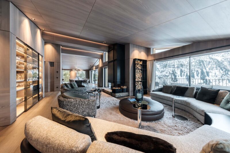 living room in exclusive private chalet in Lech Austria