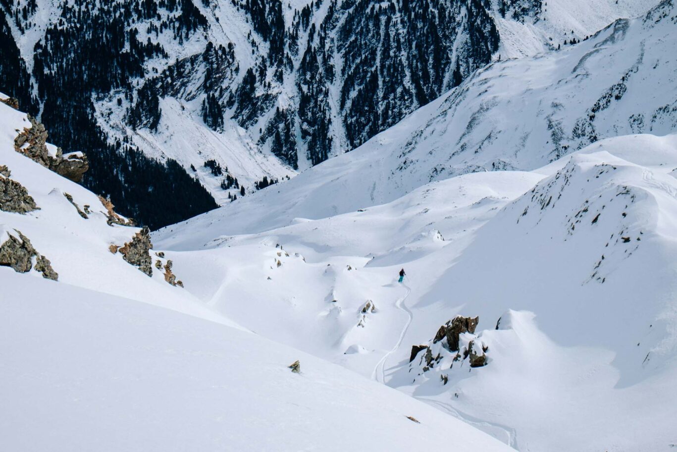 Ski touring off piste in the Alps