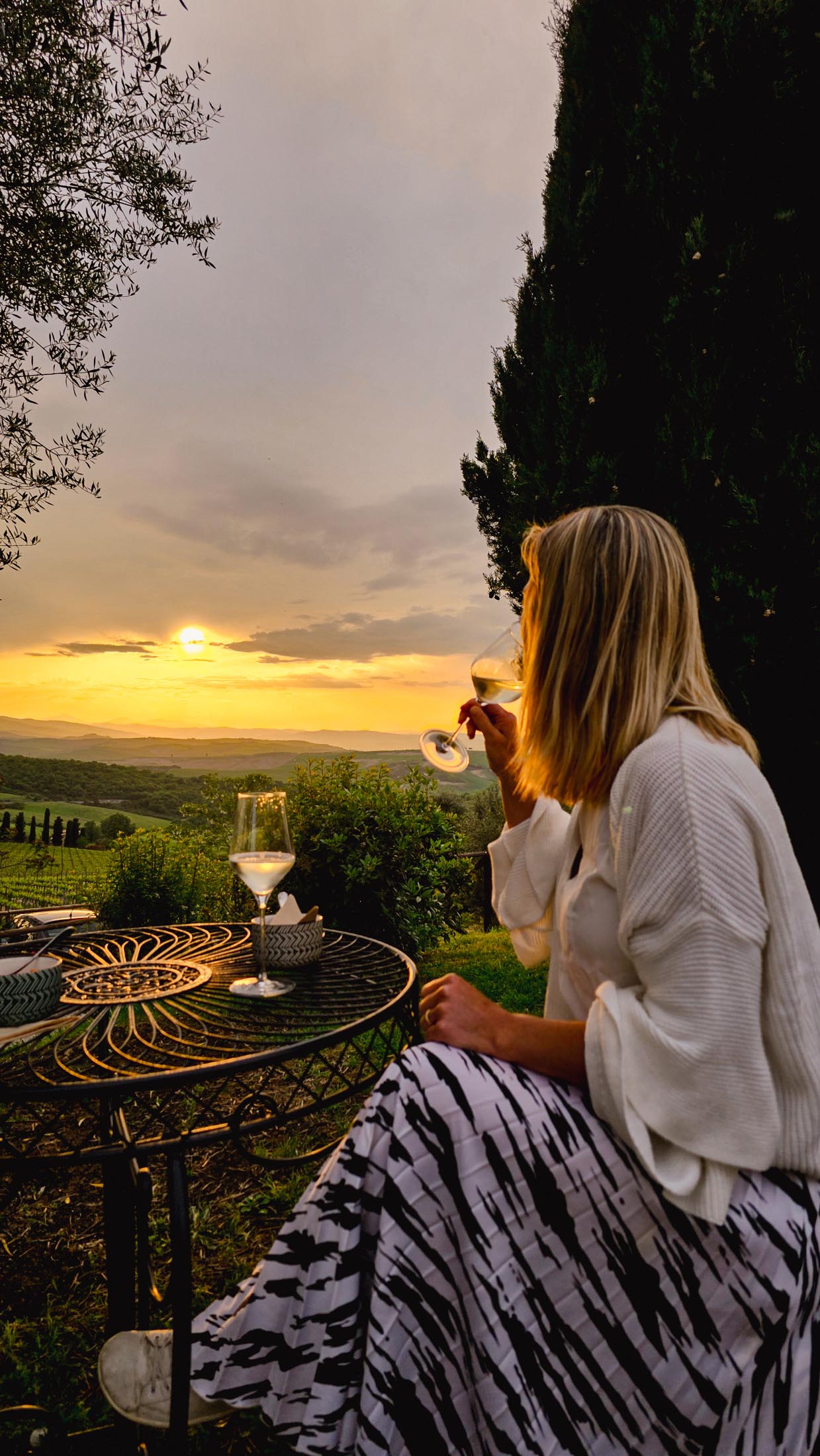 Sipping wine in Tuscany