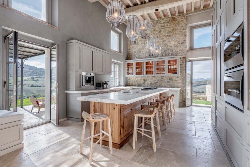 luxury villa with kitchen in marble in Tuscany