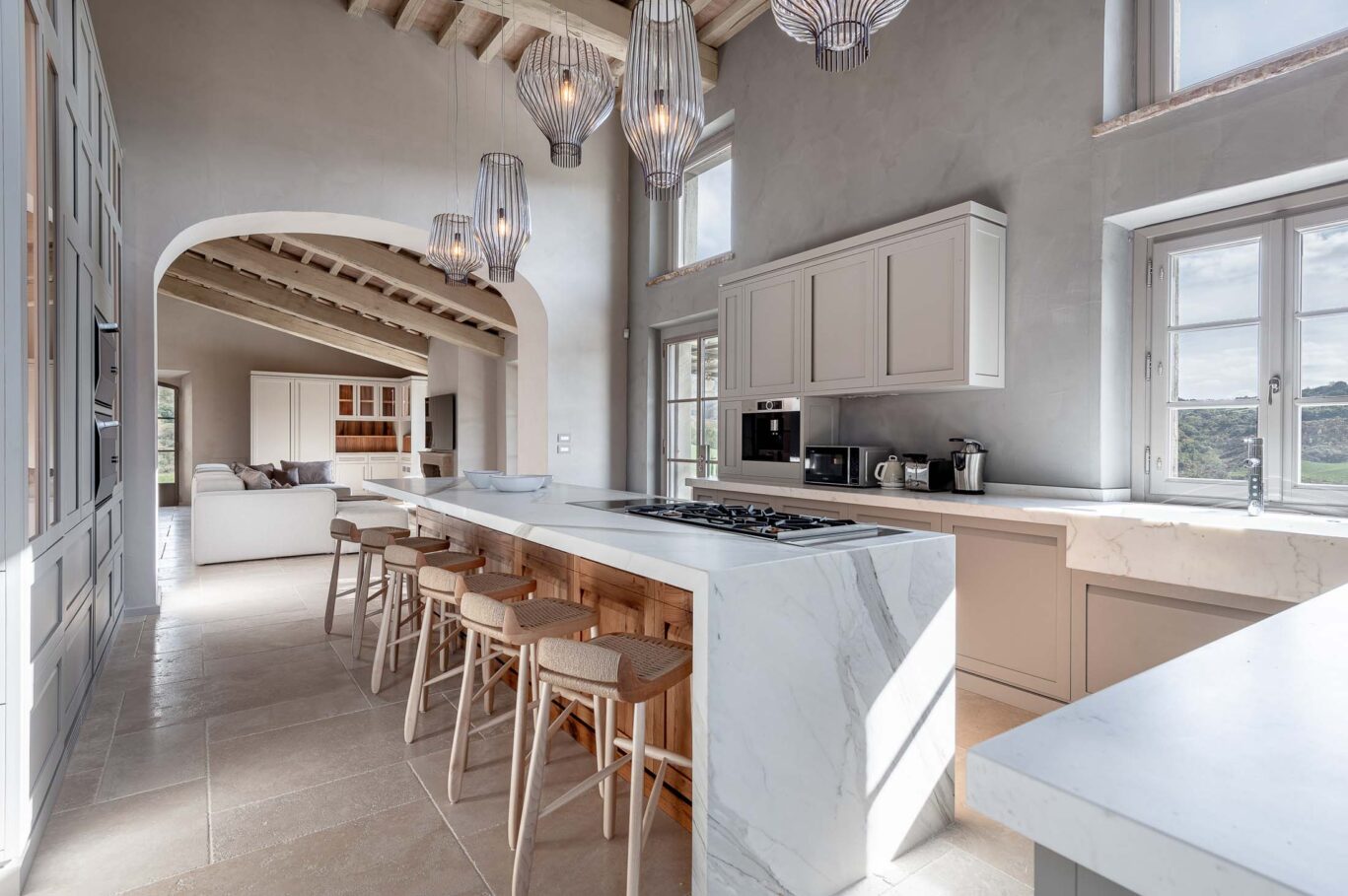 Luxury kitchen in Tuscany villa with marble top available to rent